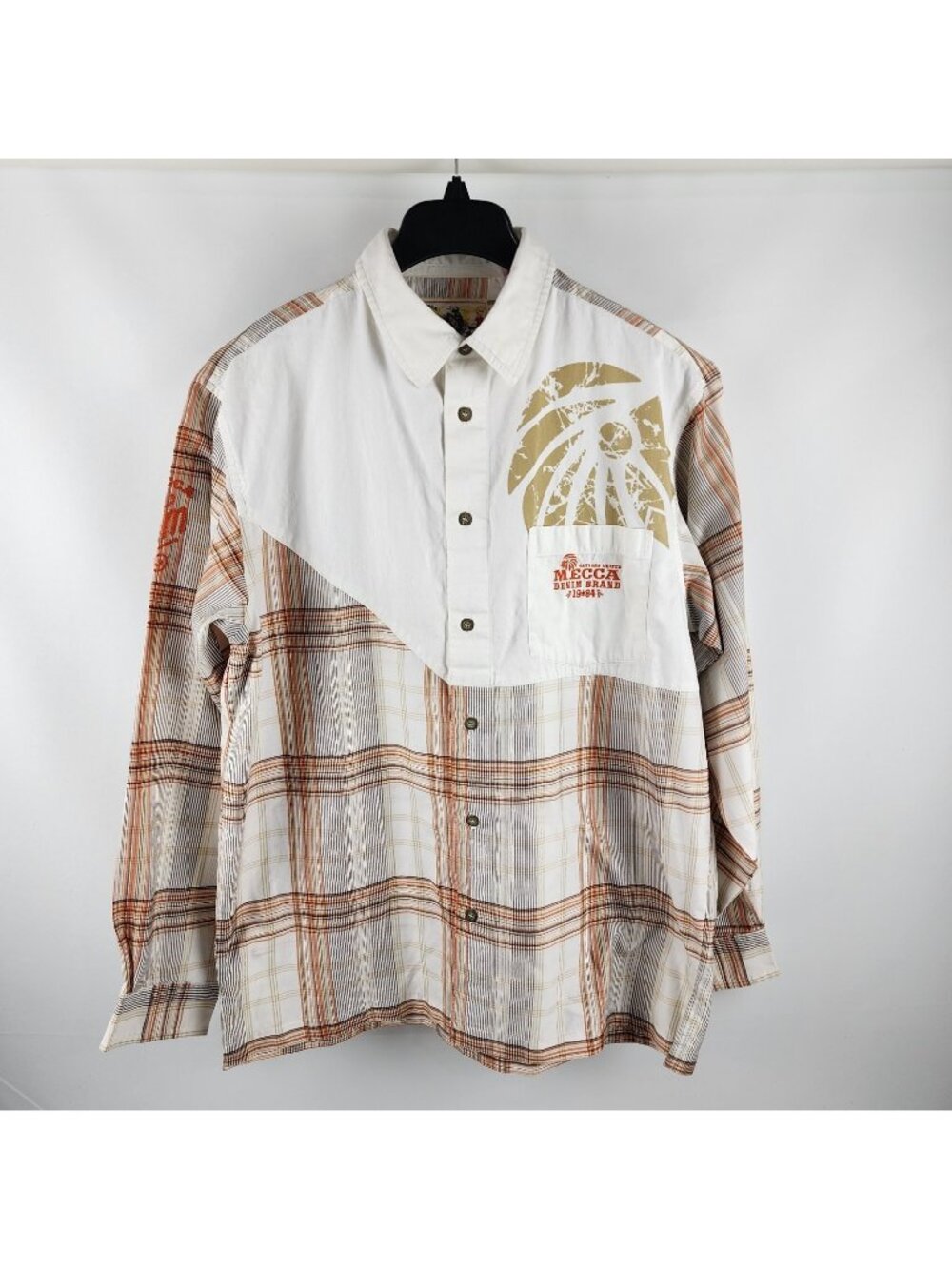 Mecca Denim Shirt Mens Medium Multi Graphic Vintage Western L/S Shirt